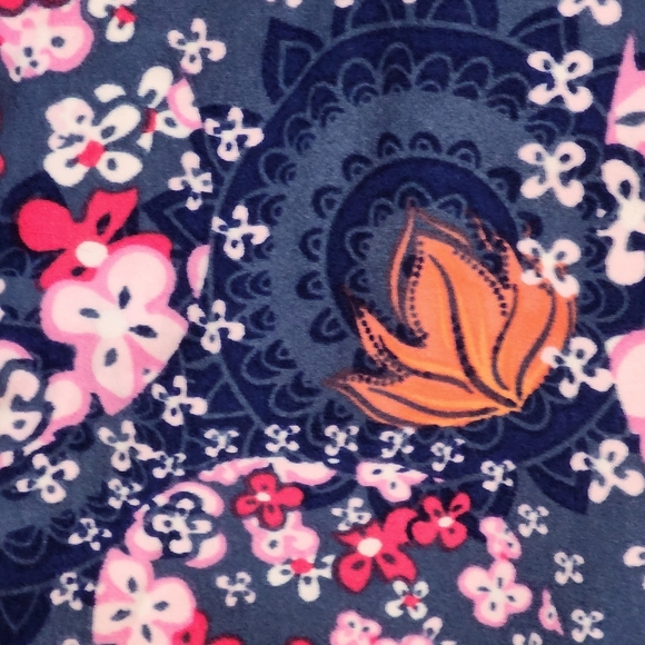Lularoe Navy Blue, Pink, Orange & White Floral Tall & Curvy Leggings - Picture 4 of 5